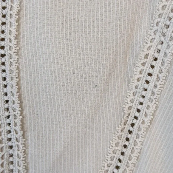 Asos Mini Dress Womens 8 Beige Ruffle Cutout Sheer Fairy Boho Festival Whimsy - Picture 7 of 9